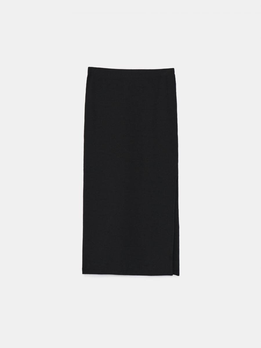 Falda Midi De Punto Color Negro Mohito Af X