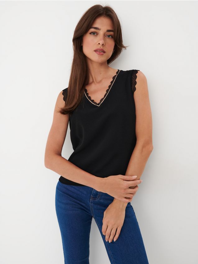 Blusa Con Scollo A V Colore Nero Mohito X X