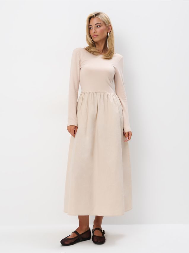 Rochie De Bumbac Maxi Culoare Beige Mohito Cx X