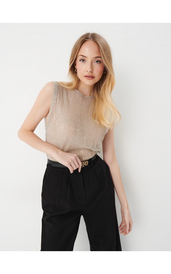 Oversize Top Mit Schimmereffekt Farbe Nude Mohito An X