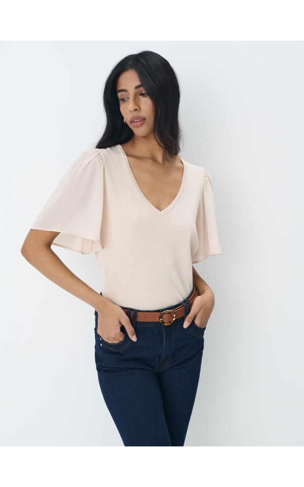 Bluza S V Izrezom Boja Nude Mohito Dh X