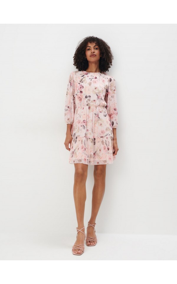 Vestido Mini De Punto De Malla Color Nude Mohito Bv P