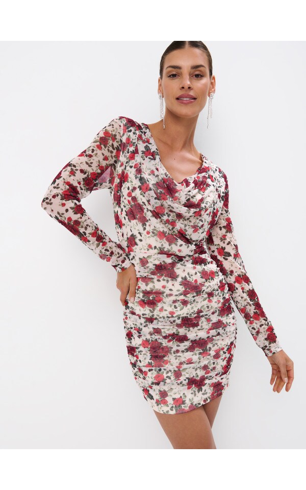 Minikleid Mit Blumenmuster Farbe Nude Mohito Bv P
