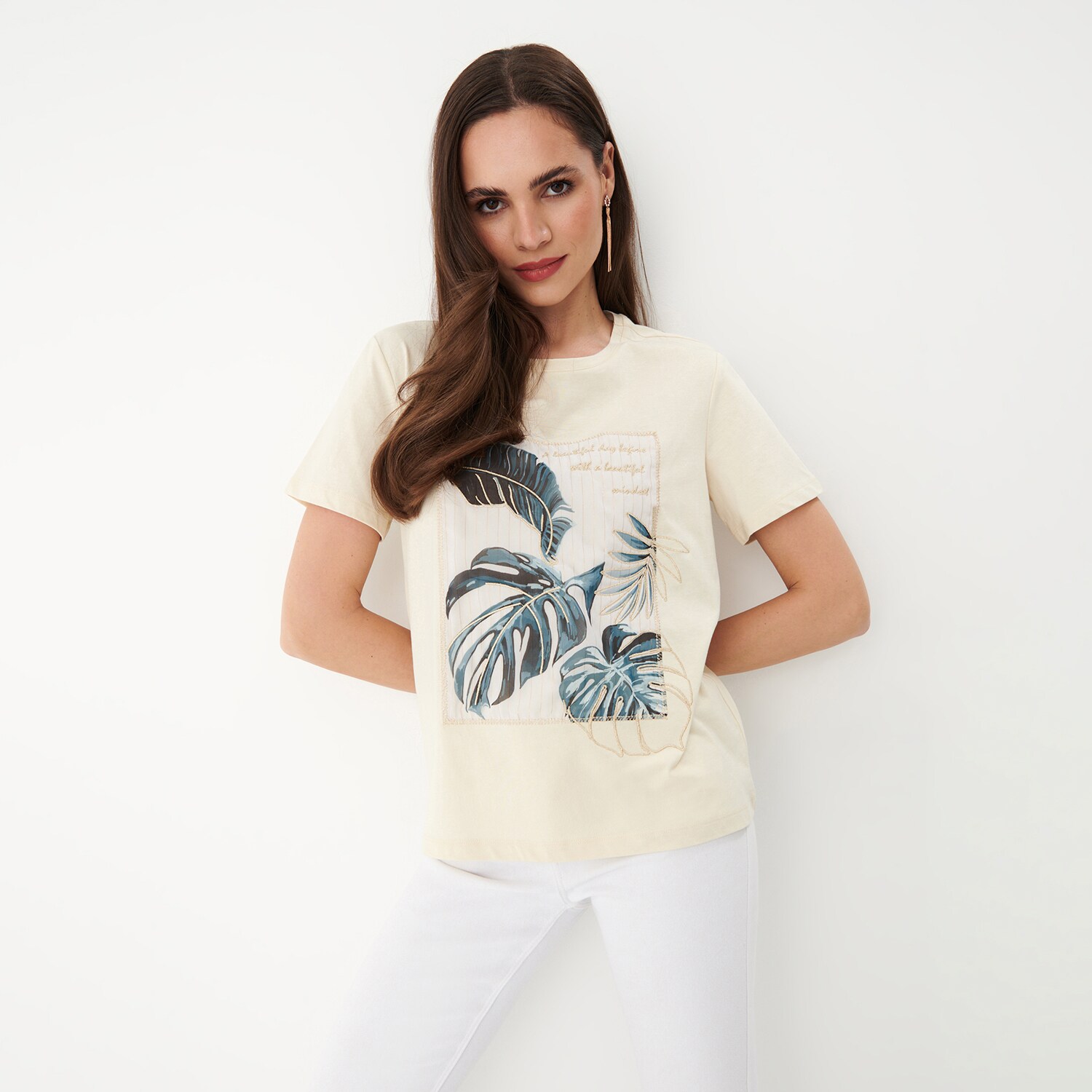 Mohito - tricou din bumbac cu imprimeu - ivory
