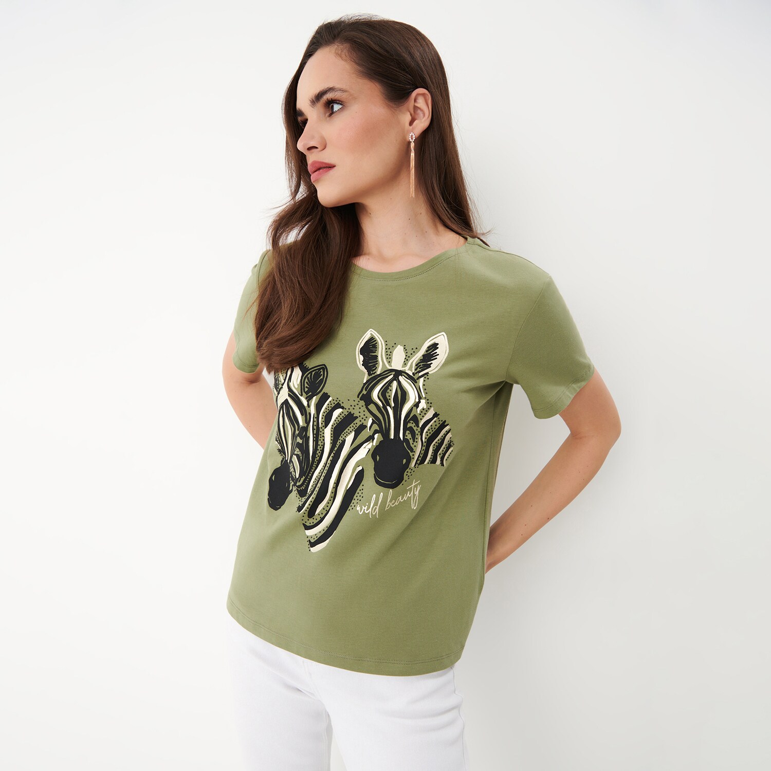 Mohito - tricou din bumbac cu imprimeu - kaki
