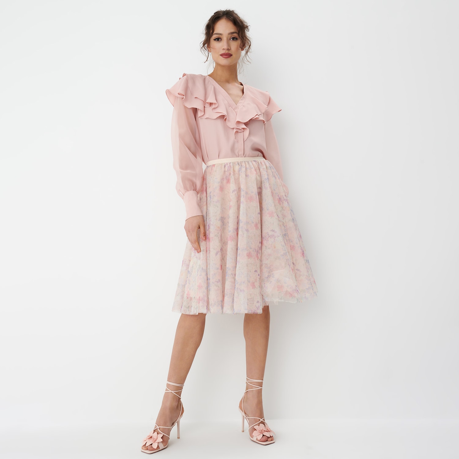 E-shop Kvetovaná sukňa - Krémová