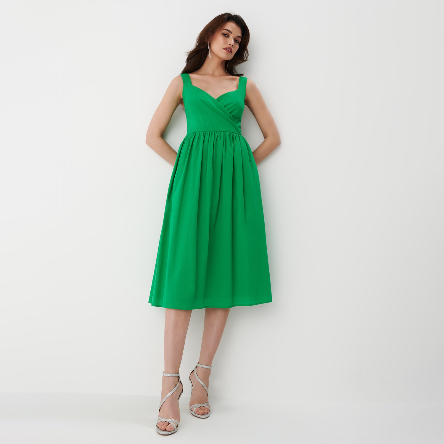 Mohito - rochie midi cu bretele late - verde
