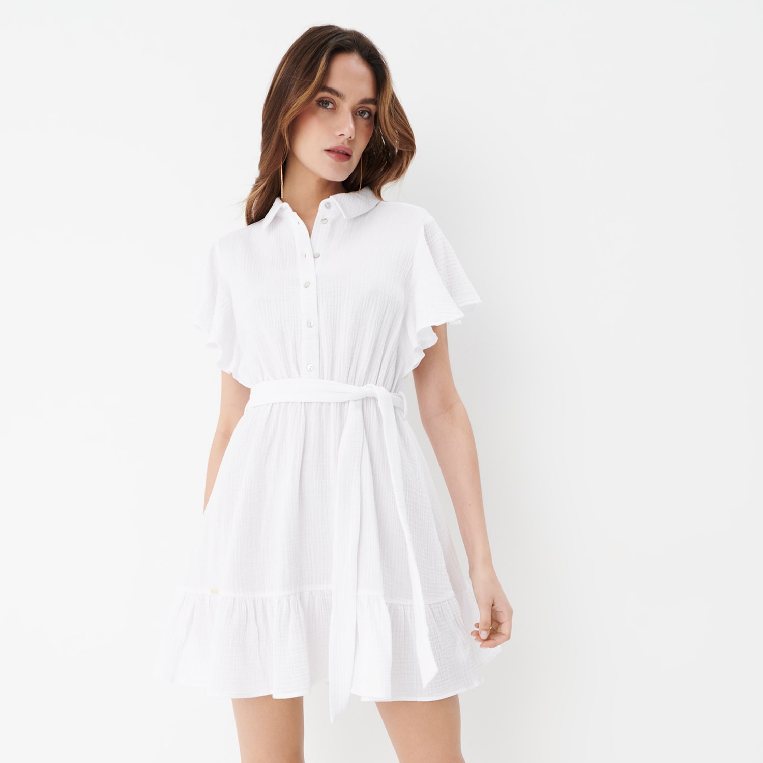Mohito - rochie mini cămașă din mușelină - alb