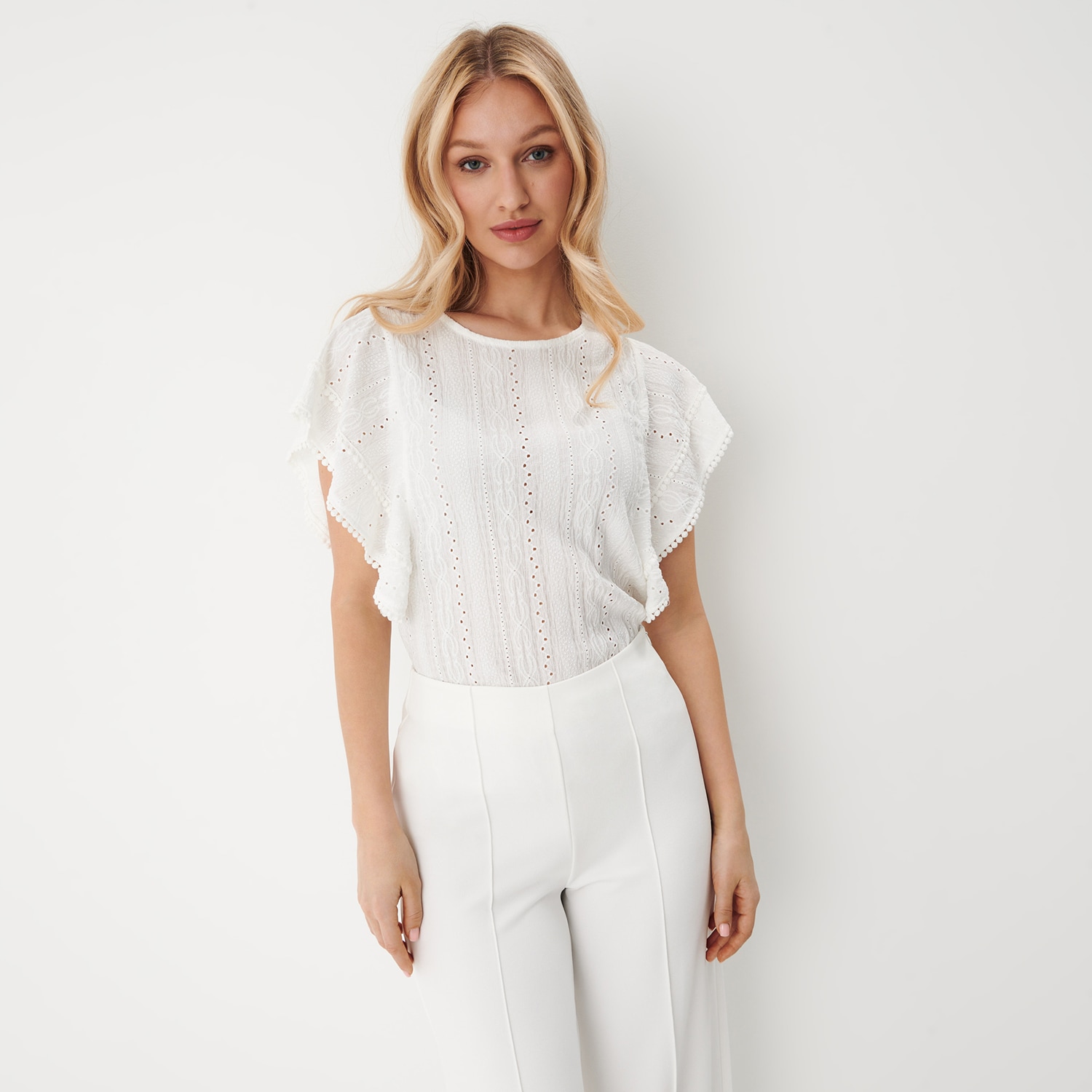 Mohito - bluză albă cu model dantelat - ivory