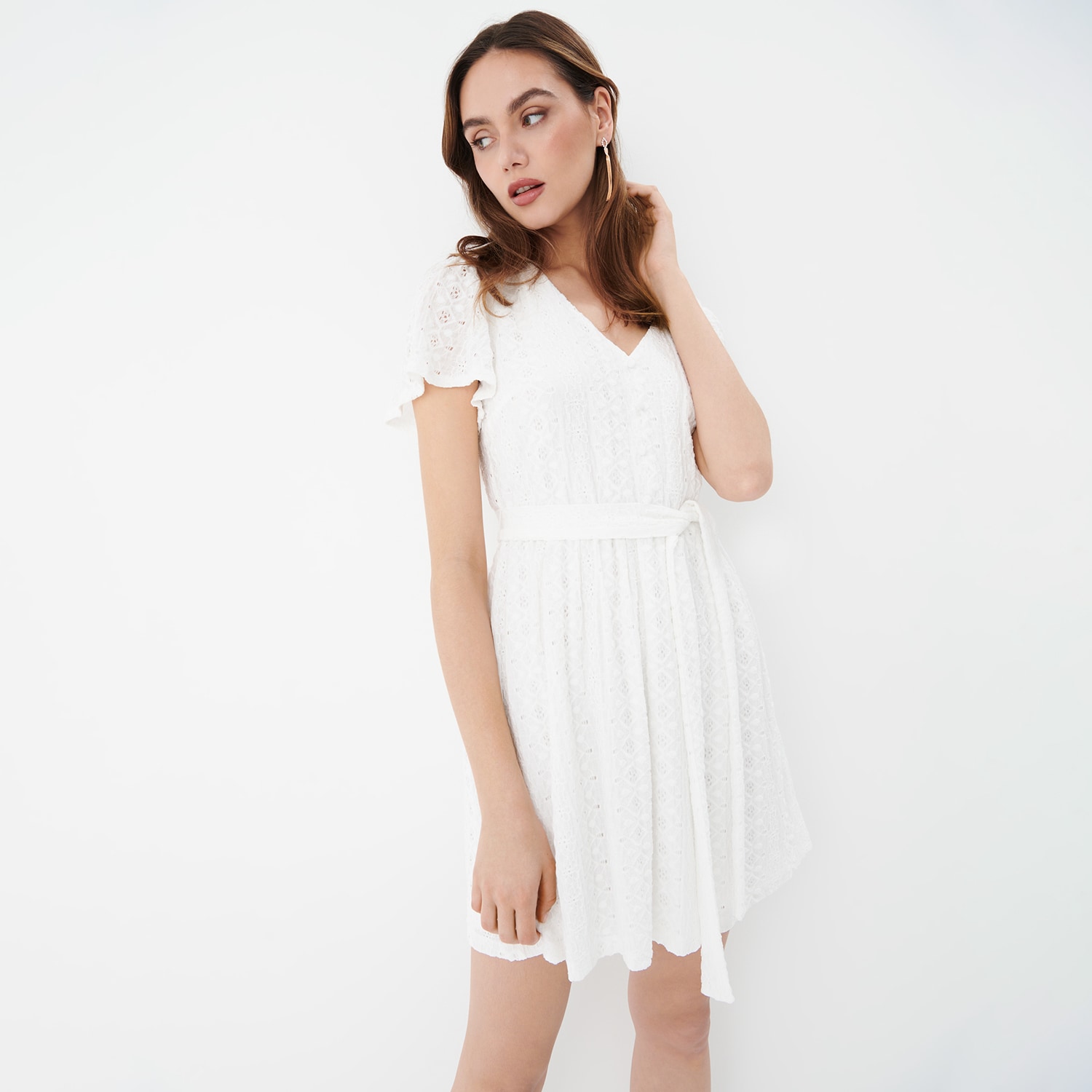 Mohito - rochie mini albă cu decolteu în v - alb