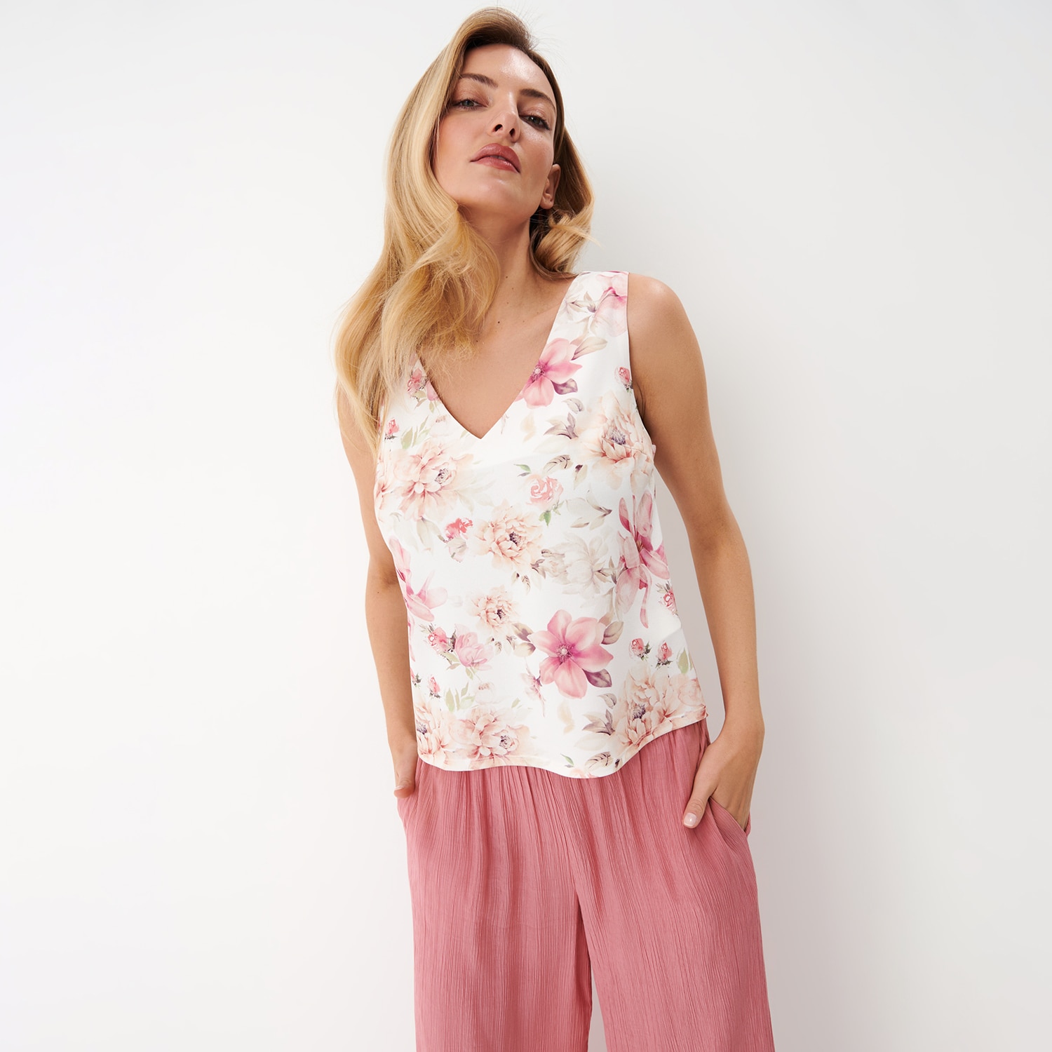 Mohito - top cu imprimeu floral - alb