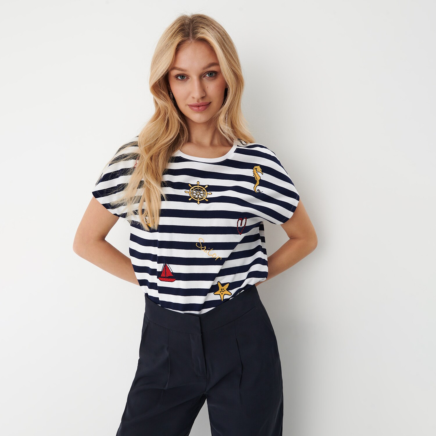 Mohito - tricou din bumbac cu imprimeu - bleumarin