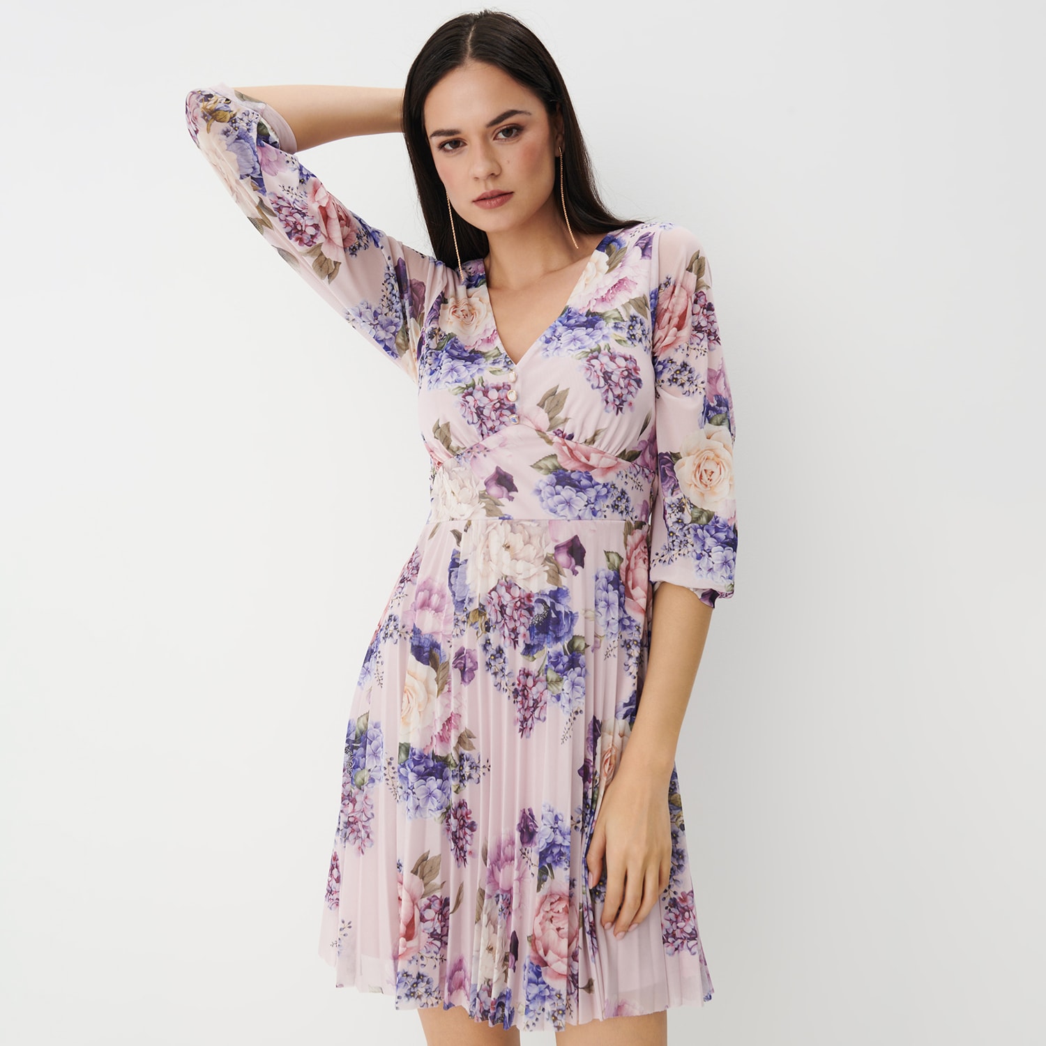 Mohito - rochie mini cu imprimeu floral - roz