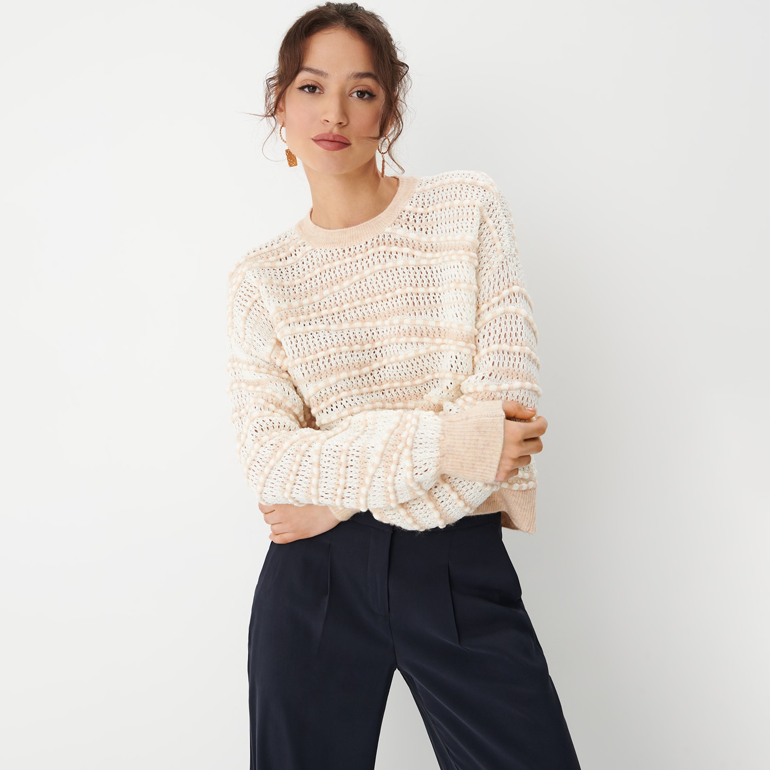 Mohito - pulover bicolor - ivory