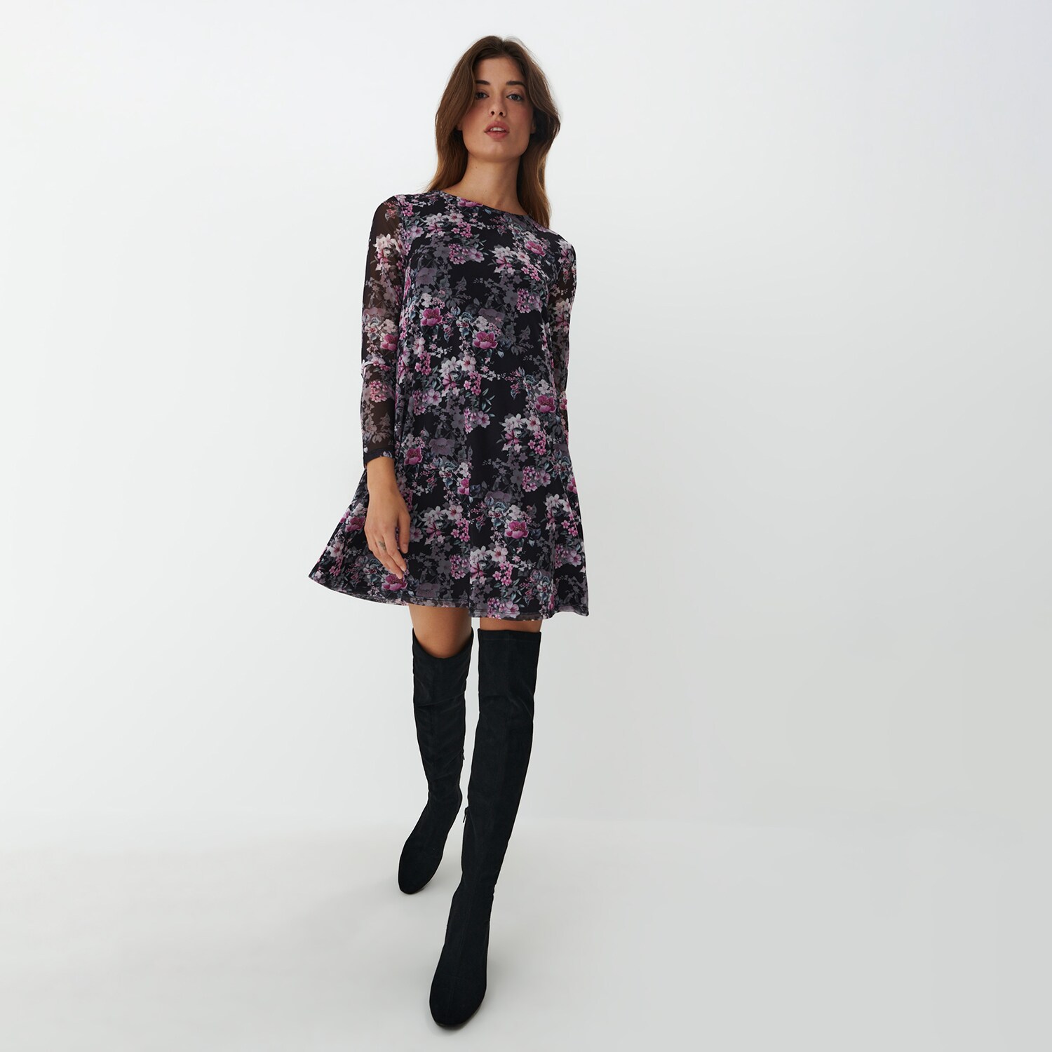 Mohito – Rochie mini, cu flori – Negru All > dresses > floral dresses 2023-10-04
