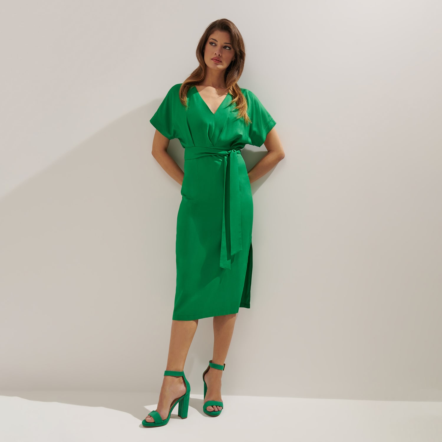 Mohito - rochie midi eleganță, din viscoză - verde