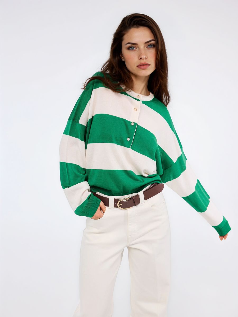 Sweter w zielone paski - zielony - MOHITO
