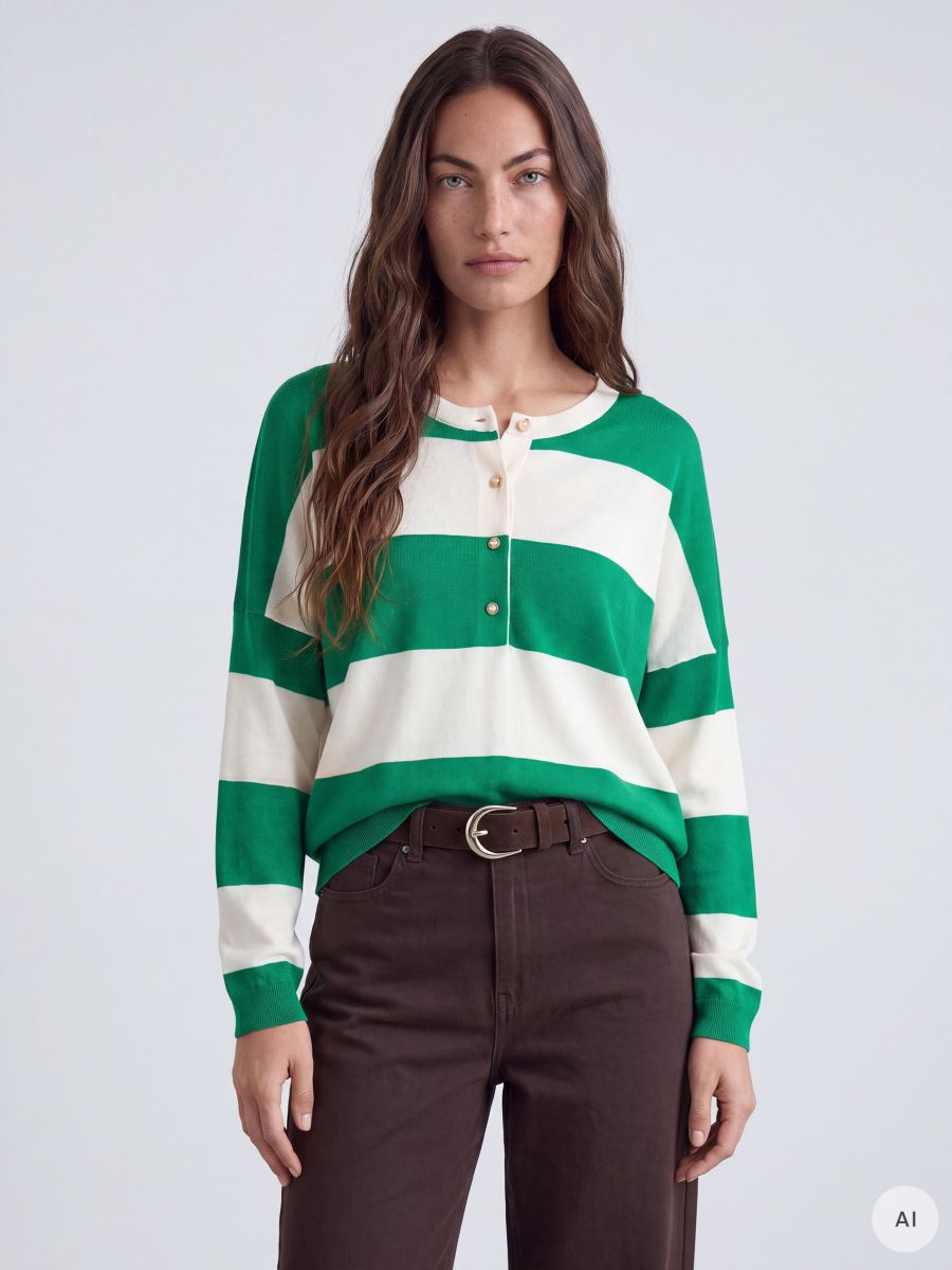 Sweter z guzikami Sweter z guzikami - zielony - MOHITO