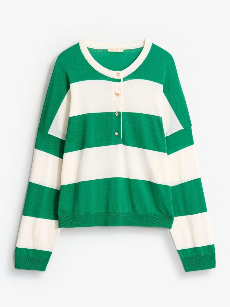 Sweter w zielone paski - zielony - MOHITO