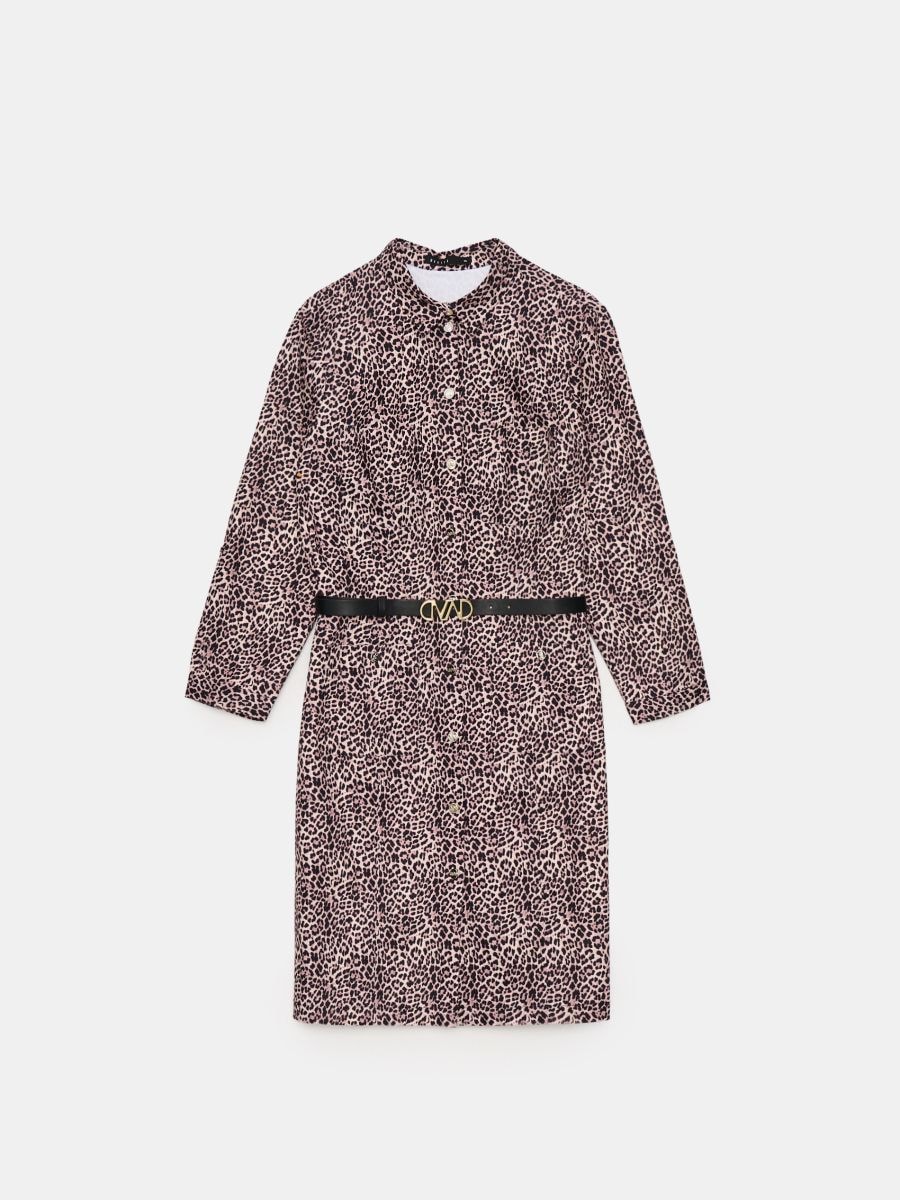 Rochie mini tip cămașă cu curea - Multicolor - MOHITO