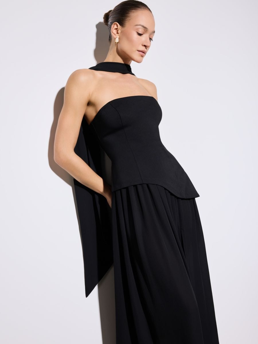 Sukienka maxi z szalem - czarny - MOHITO