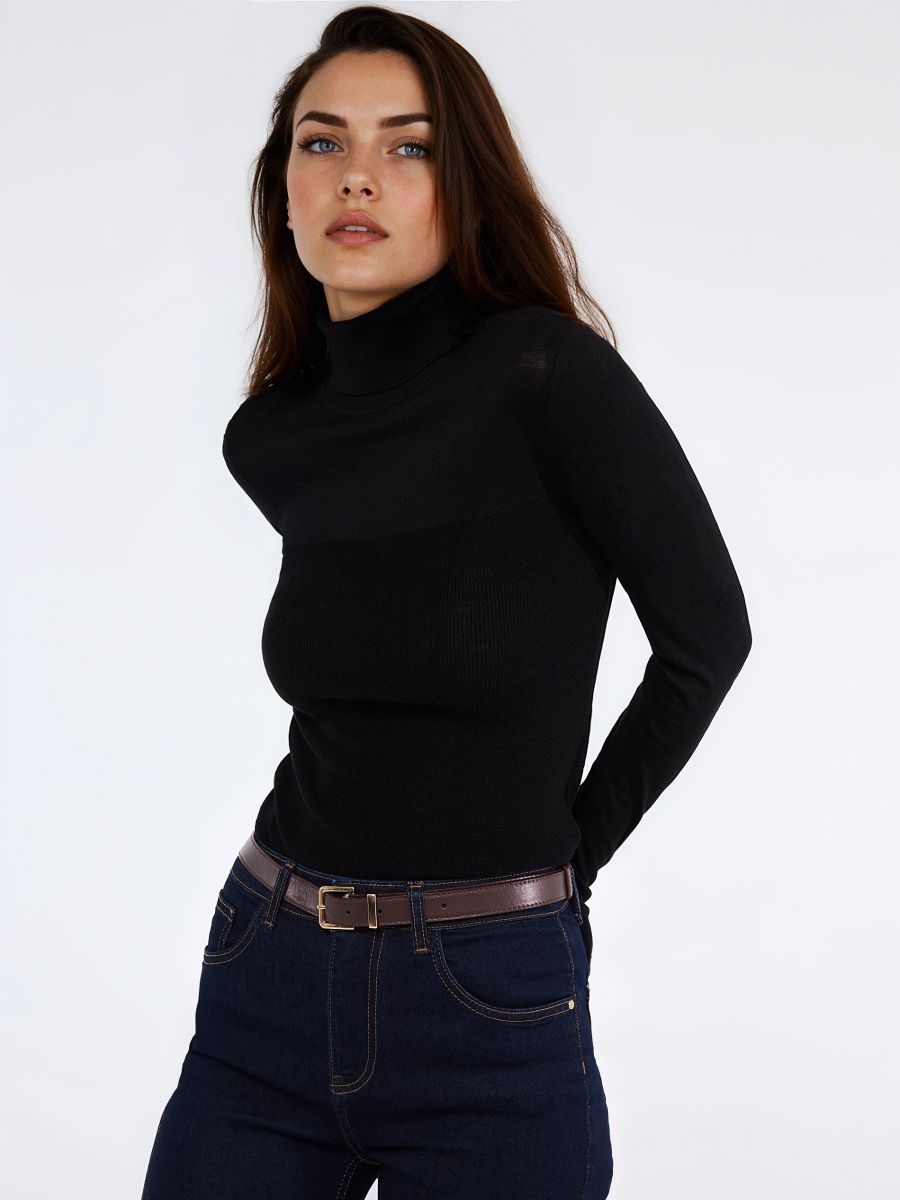 Golf z bawełny i lyocellu - czarny - MOHITO