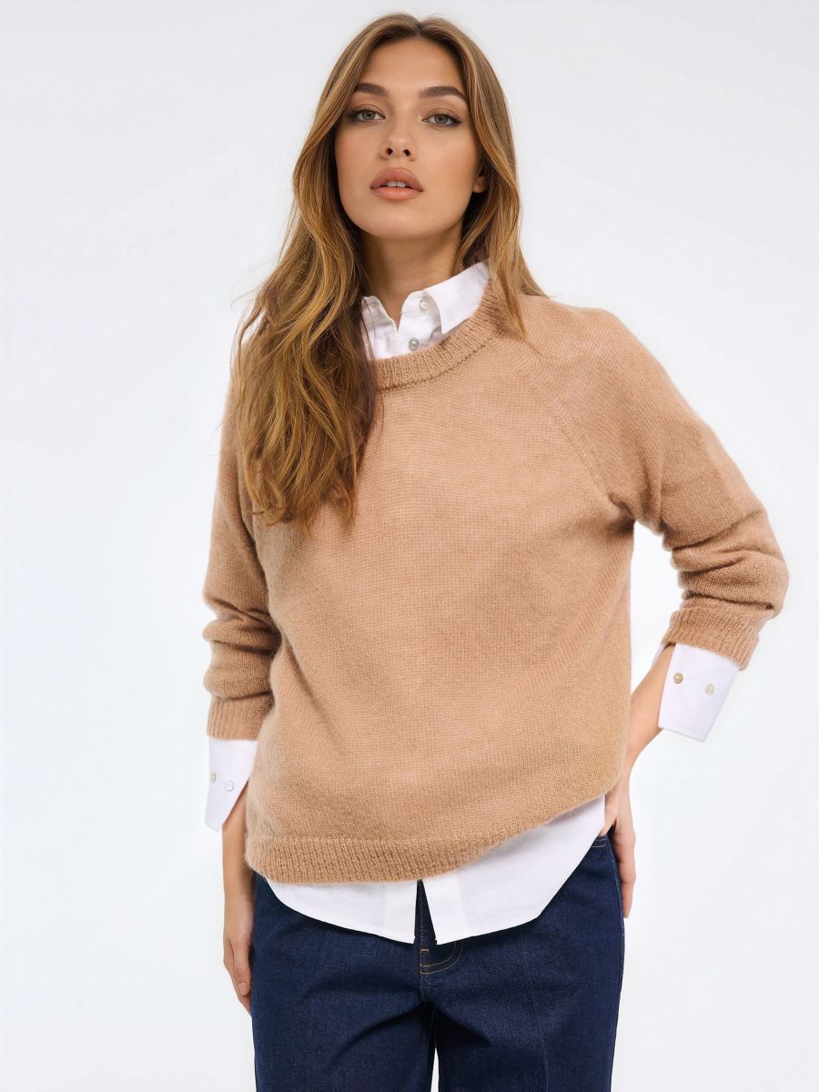 Pulover cu adaos de lână - Beige - MOHITO