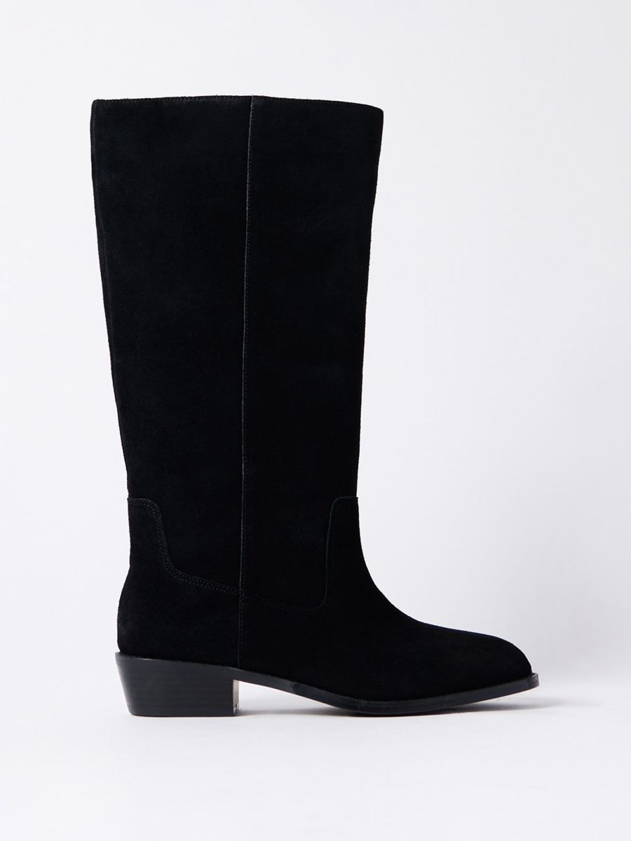 Skórzane kozaki Skórzane kozaki - czarny - MOHITO