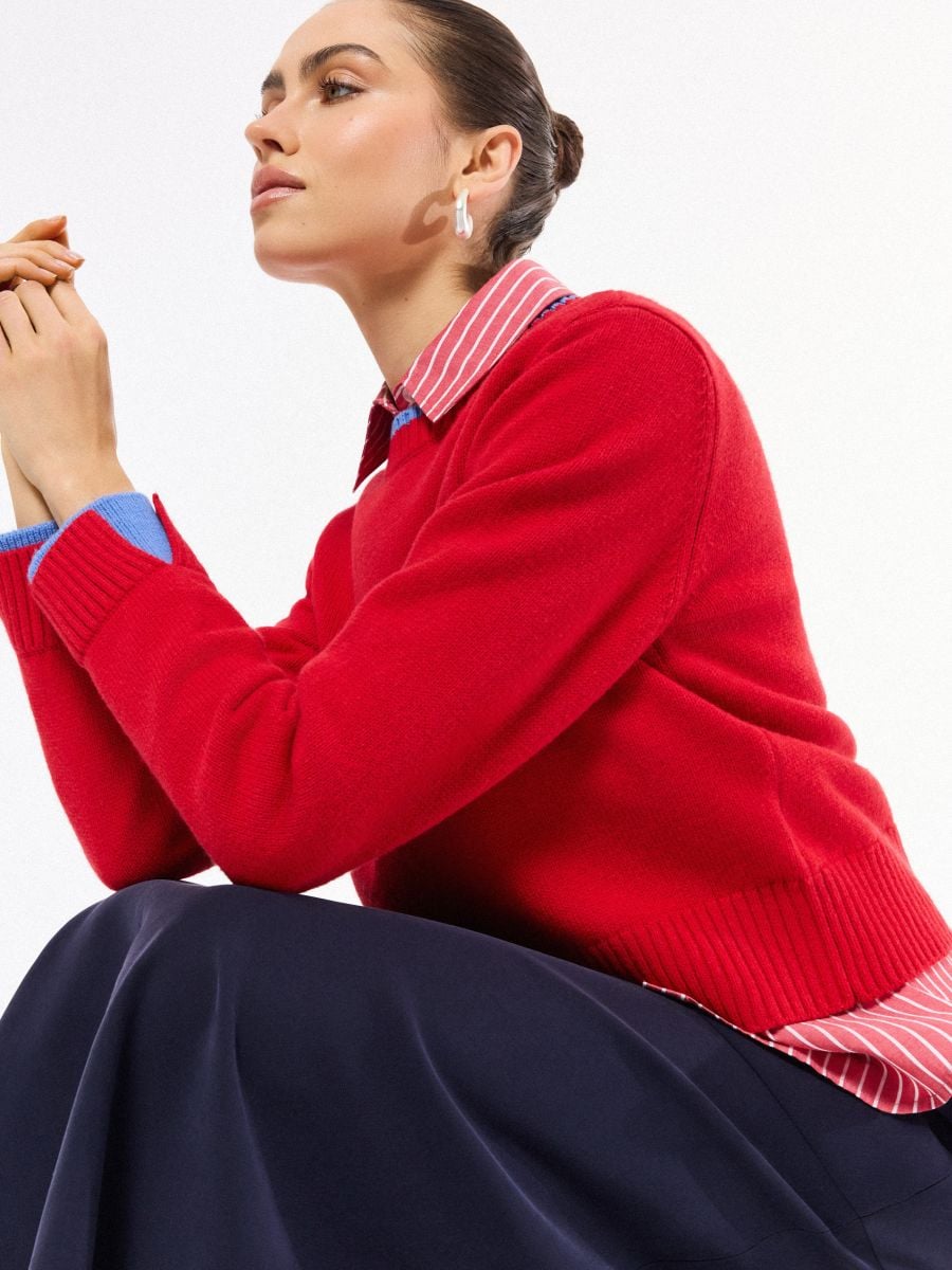 Sweter z dodatkiem wełny Sweter z dodatkiem wełny - czerwony - MOHITO