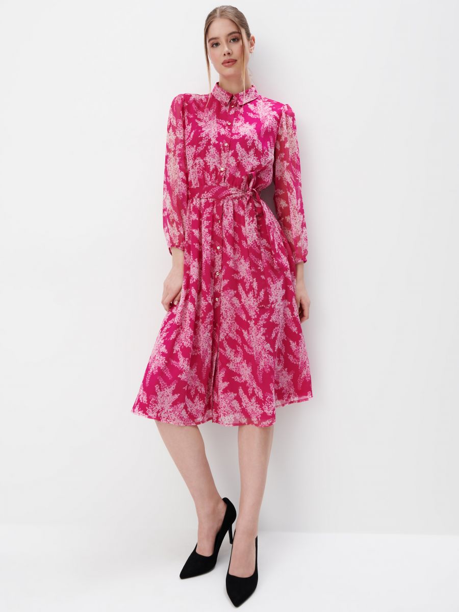 Koszulowa sukienka midi - fioletowy - MOHITO