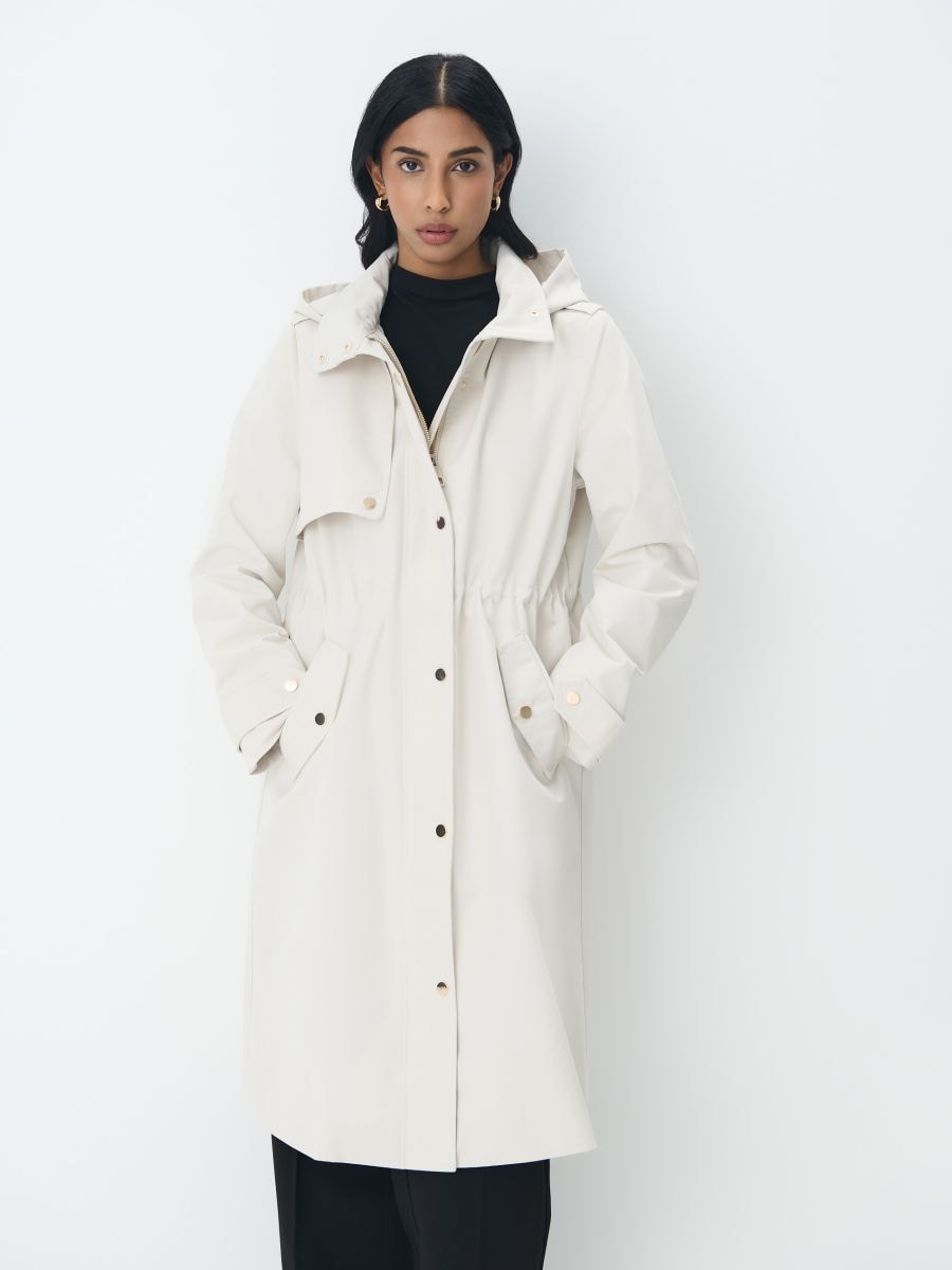 Kurtka parka z kapturem Kolor kremowy - MOHITO - 019EP-01X