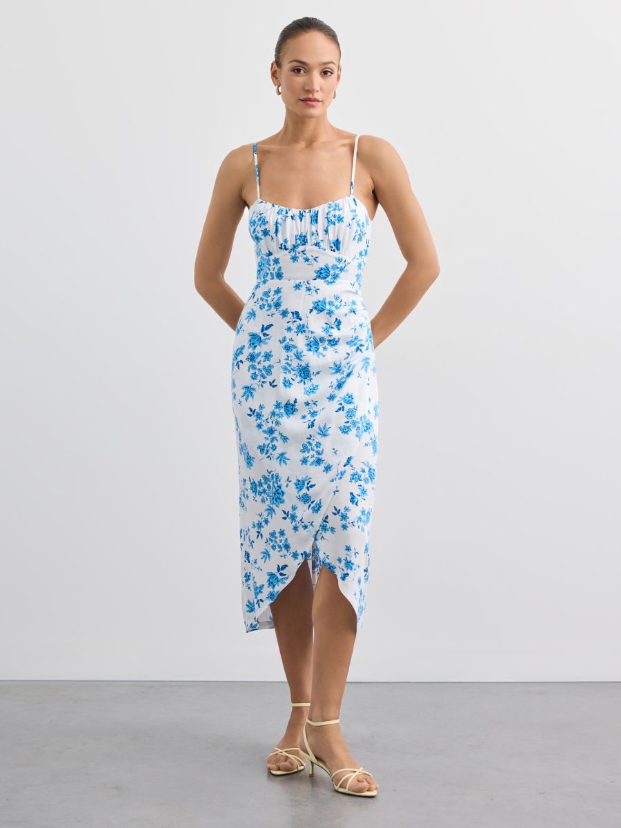 Sukienka midi na ramiączkach - niebieski - MOHITO