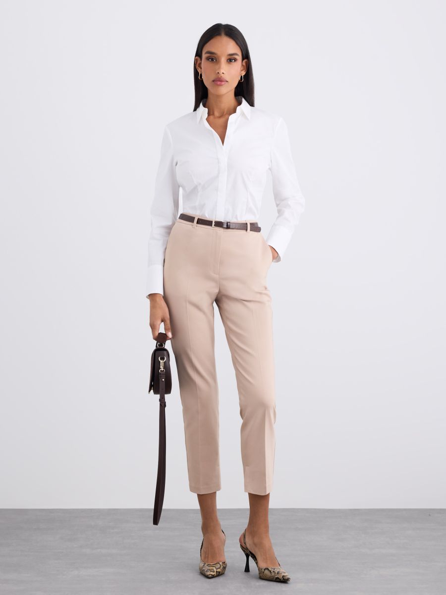 Pantaloni țigaretă cu curea Pantaloni țigaretă cu curea - Beige - MOHITO
