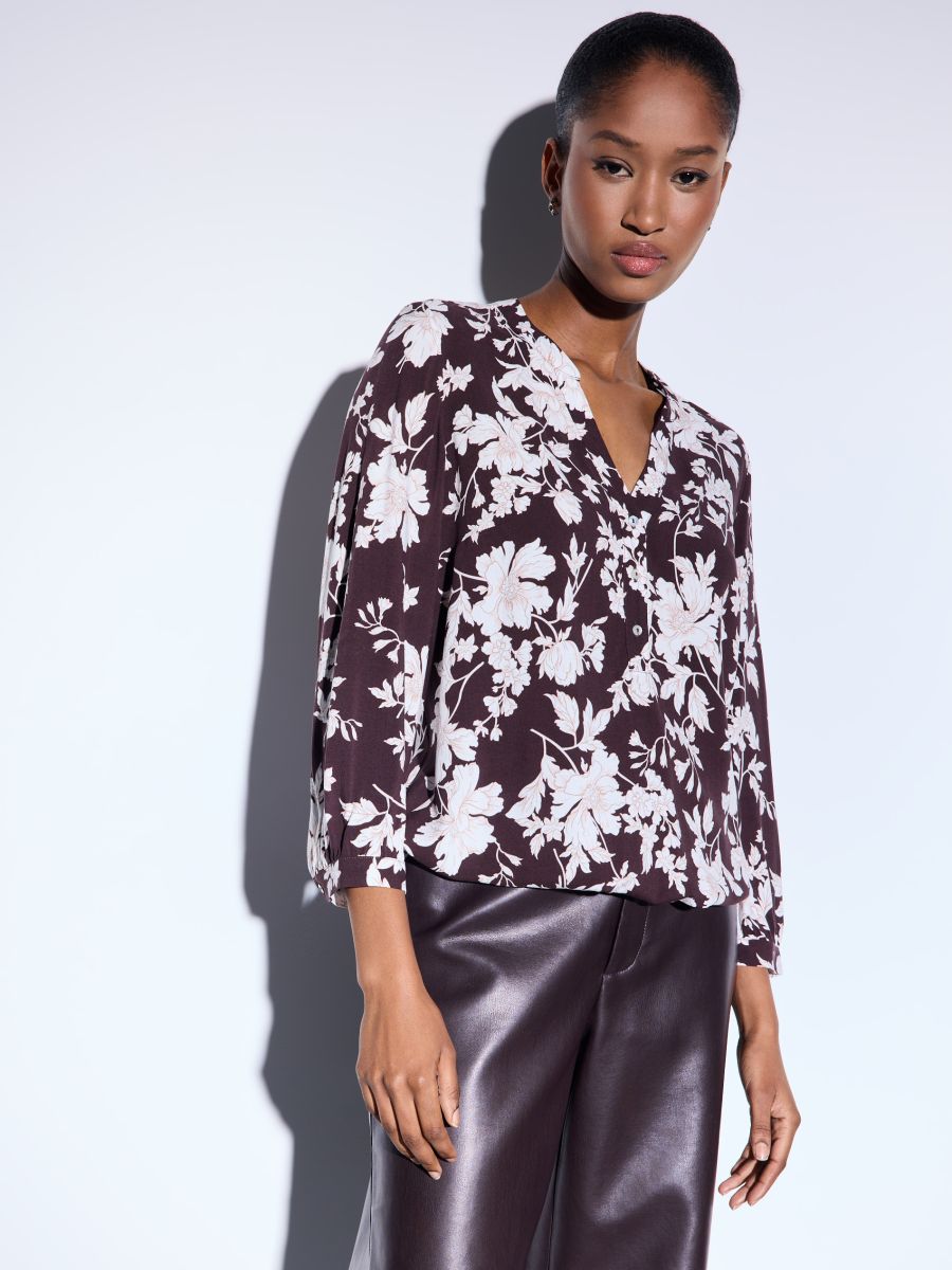 Brązowa bluzka z wiskozy - ciemnobrązowy - MOHITO