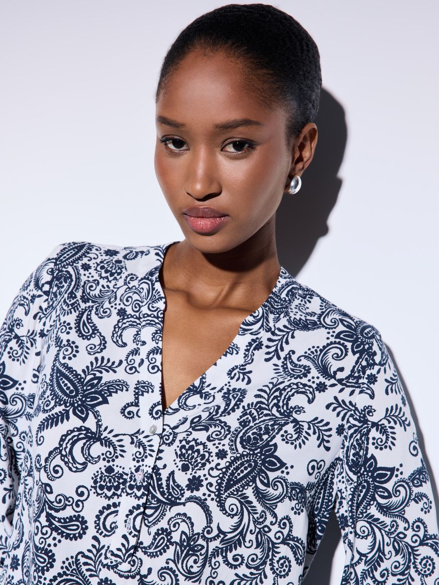 Bluzka z wiskozy - granatowy - MOHITO