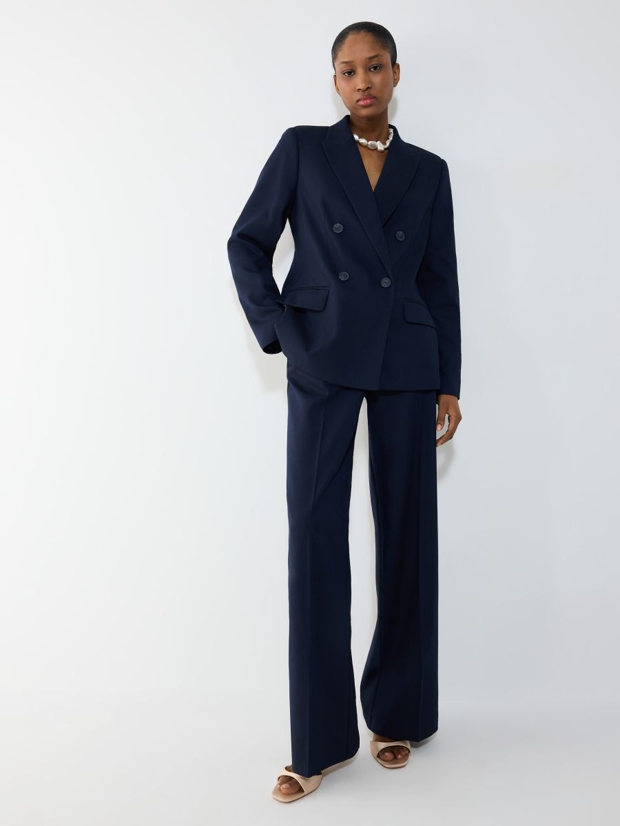 Spodnie wide leg - granatowy - MOHITO