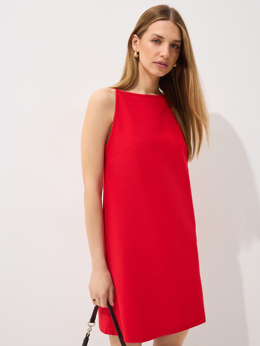 Trapezowa sukienka mini - czerwony - MOHITO