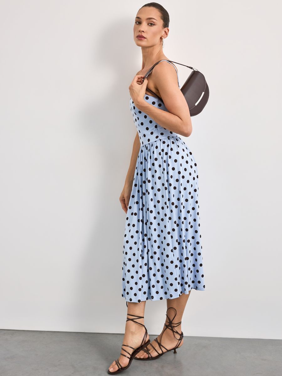 Sukienka midi w grochy - błękitny - MOHITO