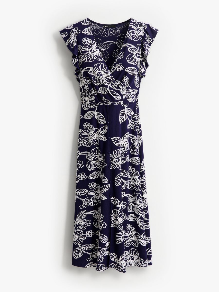 Sukienka midi z rozcięciem - granatowy - MOHITO