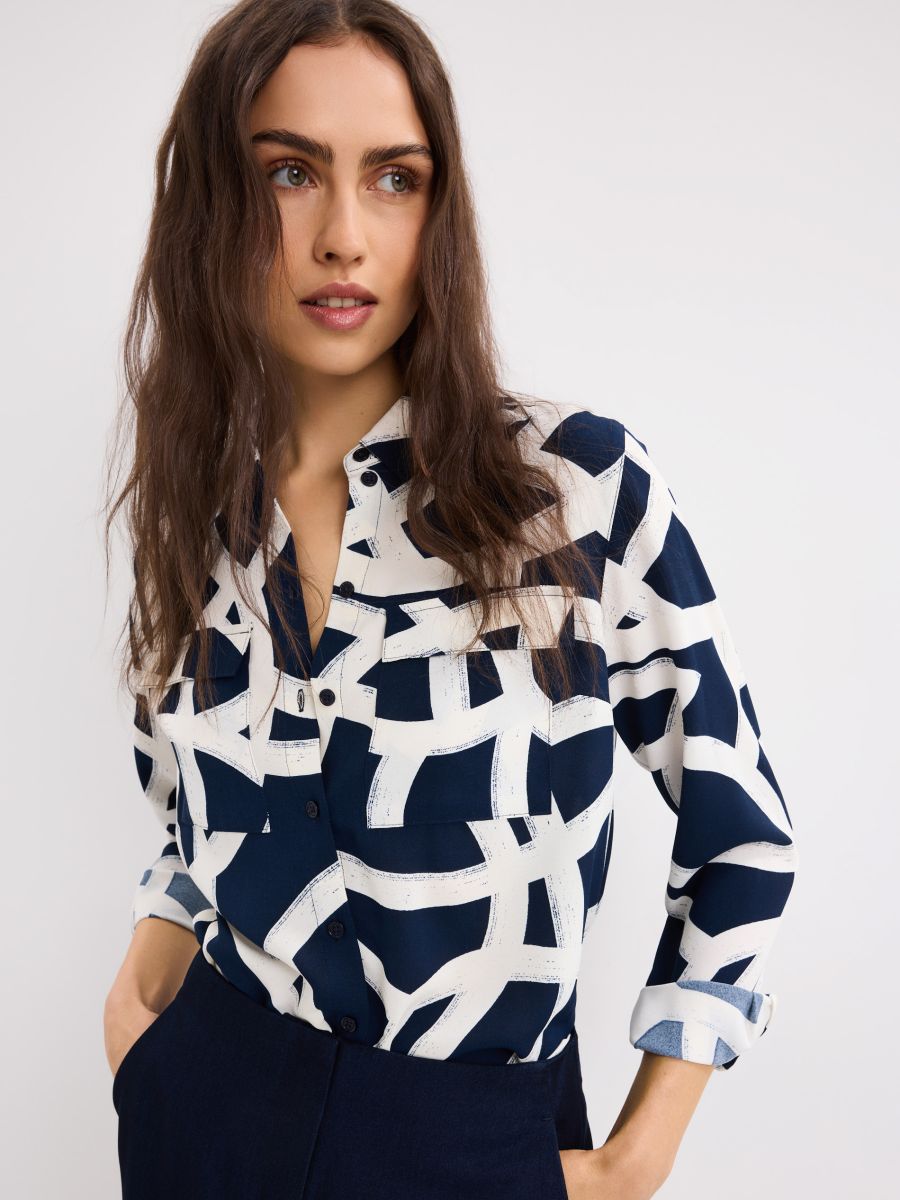 Koszula regular fit - granatowy - MOHITO