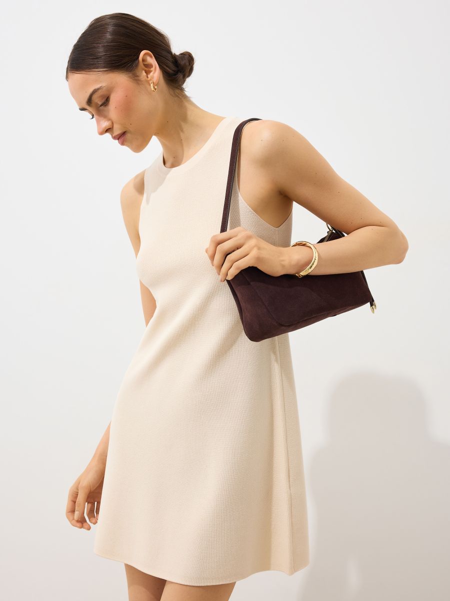 Trapezowa sukienka mini Trapezowa sukienka mini - beżowy - MOHITO