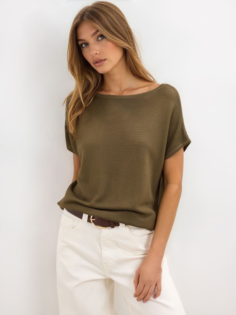Bluzka z krótkim rękawem - khaki - MOHITO