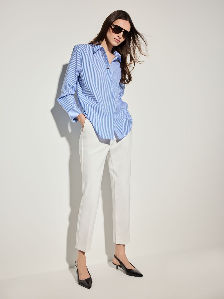 Bawełniana koszula w paski Bawełniana koszula w paski - błękitny - MOHITO