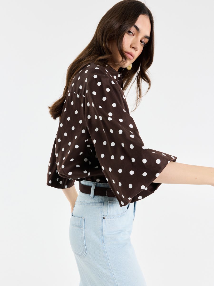 Cămașă cu mâneci bufante Cămașă cu mâneci bufante - Maro închis - MOHITO