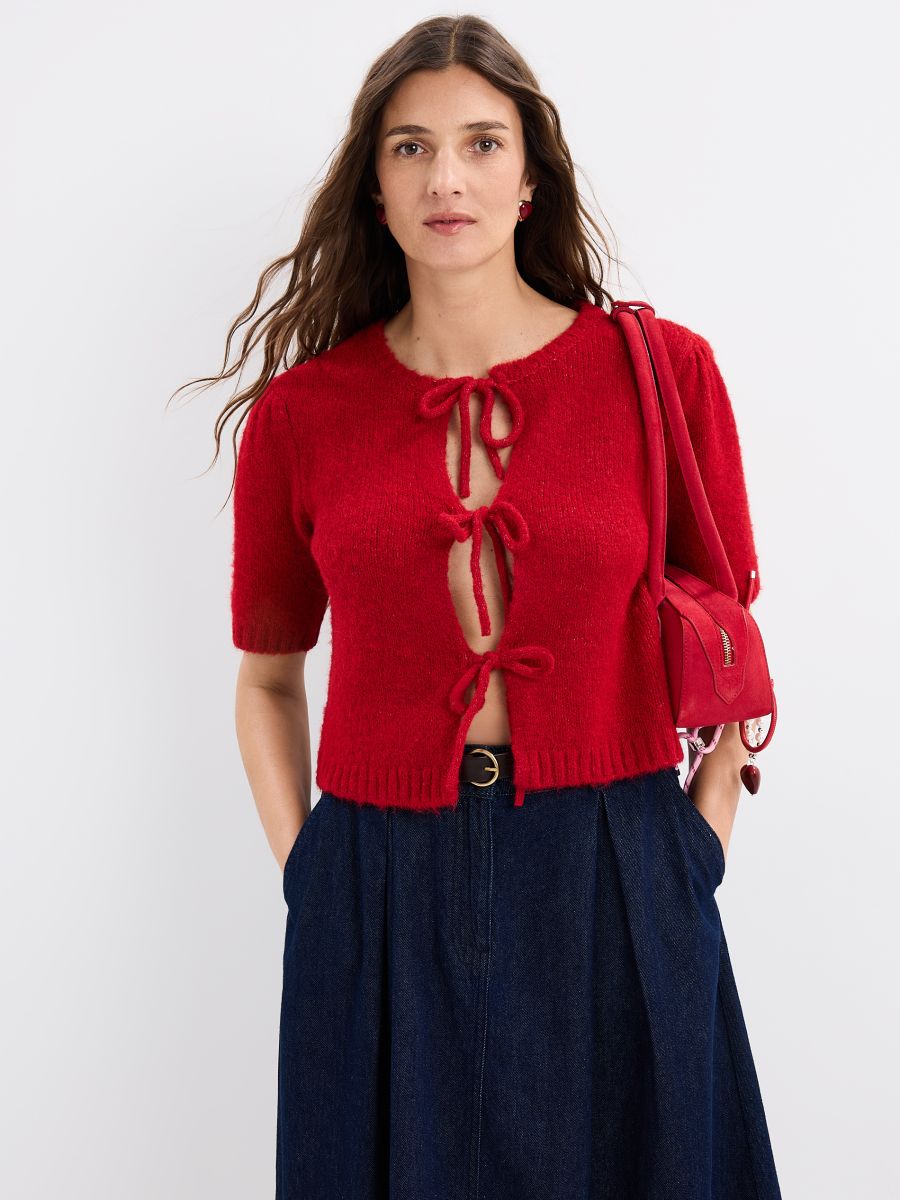 Sweter z wiązaniami Sweter z wiązaniami - czerwony - MOHITO