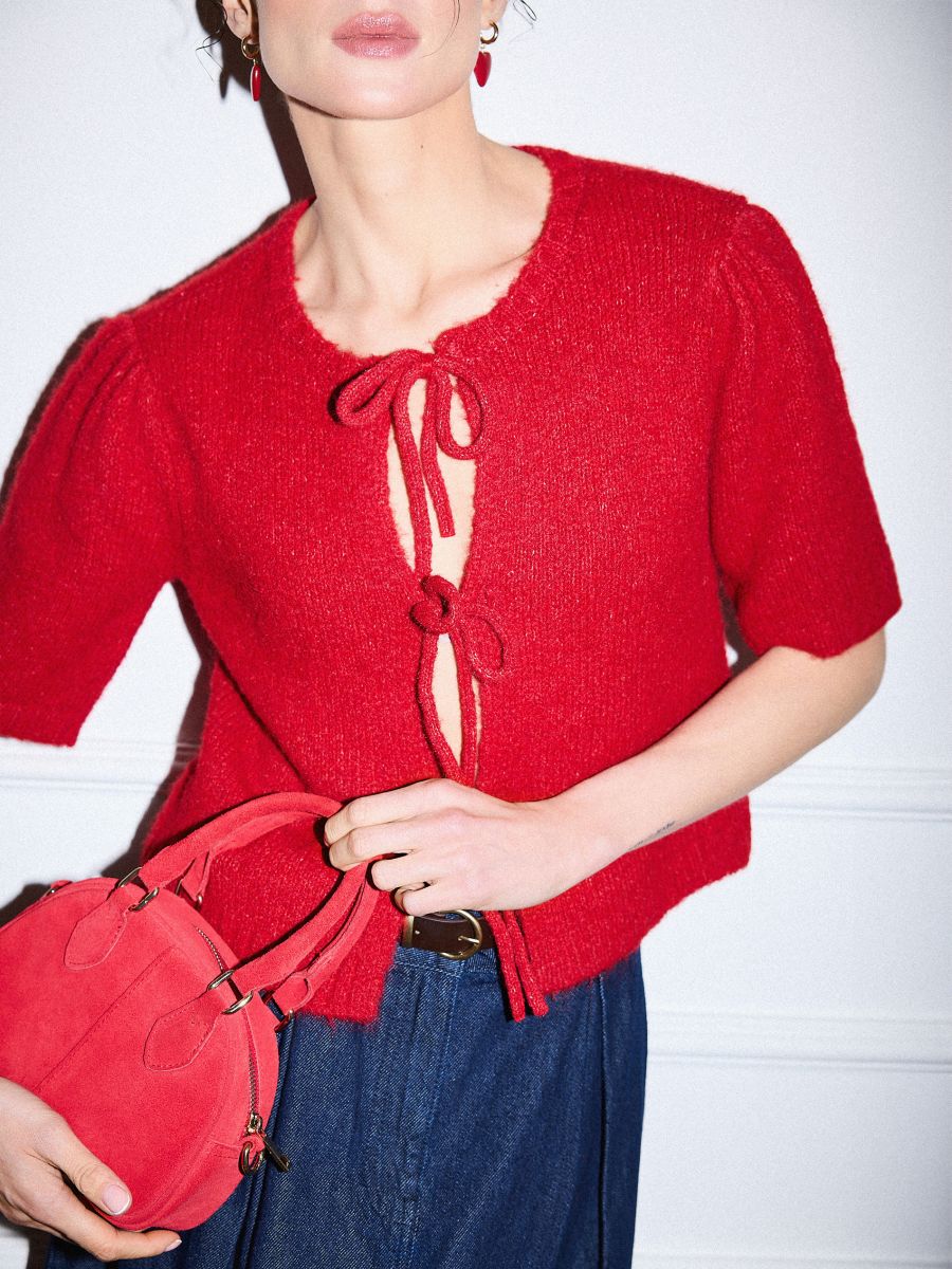 Sweter z wiązaniami Sweter z wiązaniami - czerwony - MOHITO