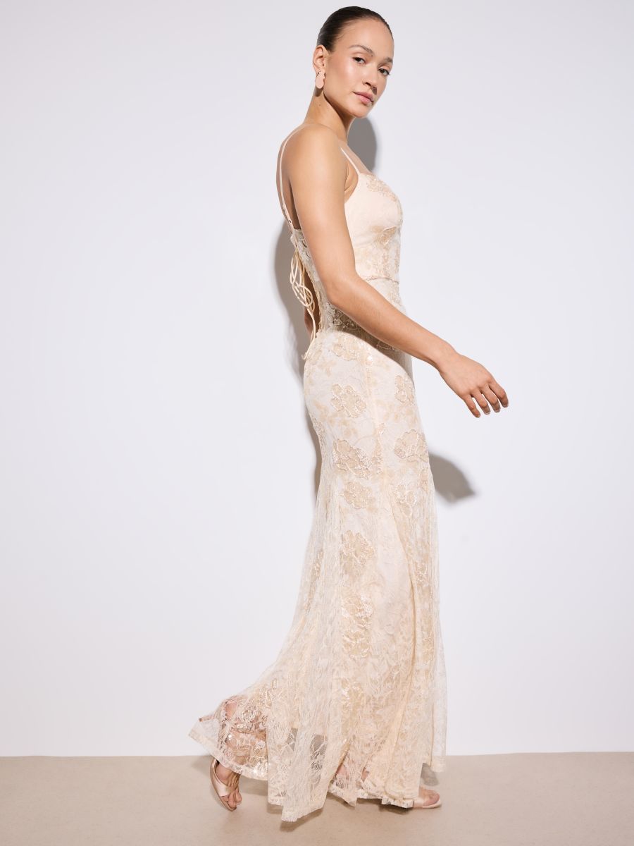 Rochie maxi cu bretele - Beige - MOHITO