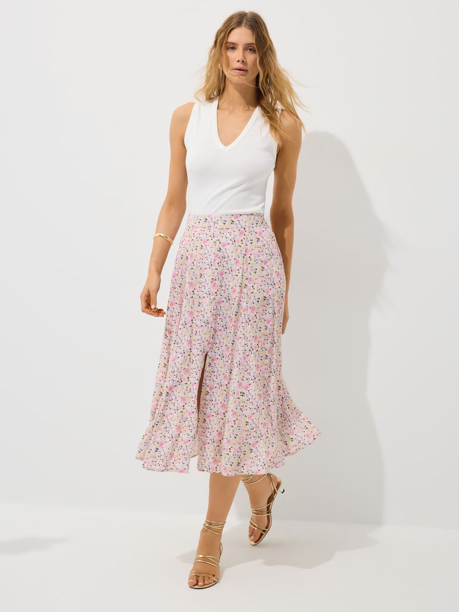 Spódnica midi z guzikami Spódnica midi z guzikami - beżowy - MOHITO