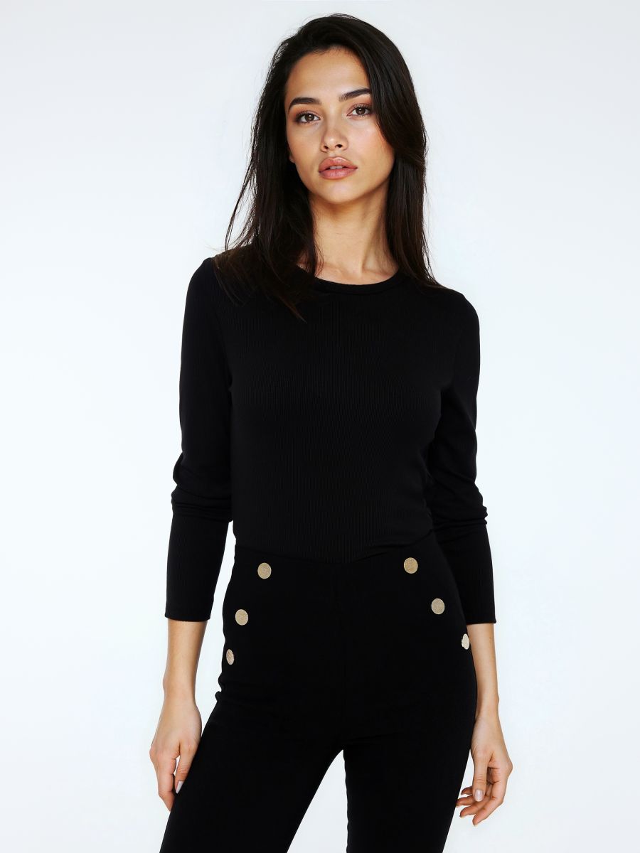 Dopasowana czarna bluzka - czarny - MOHITO