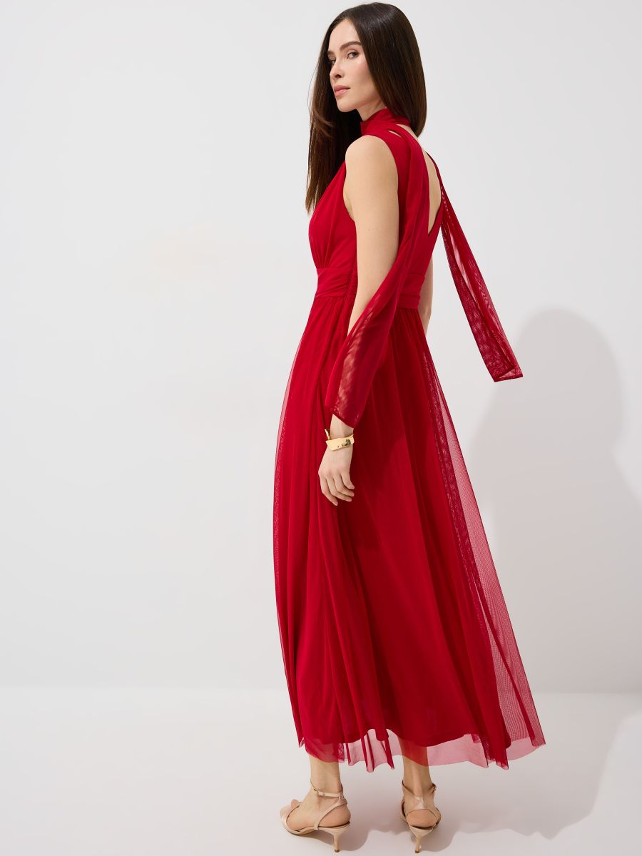 Czerwona sukienka maxi z szalem - czerwony - MOHITO